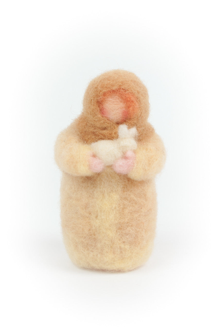 MadameZorro Little girl with bunny Handmade wool Figurine