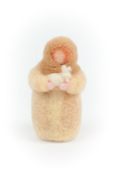 MadameZorro Little girl with bunny Handmade wool Figurine